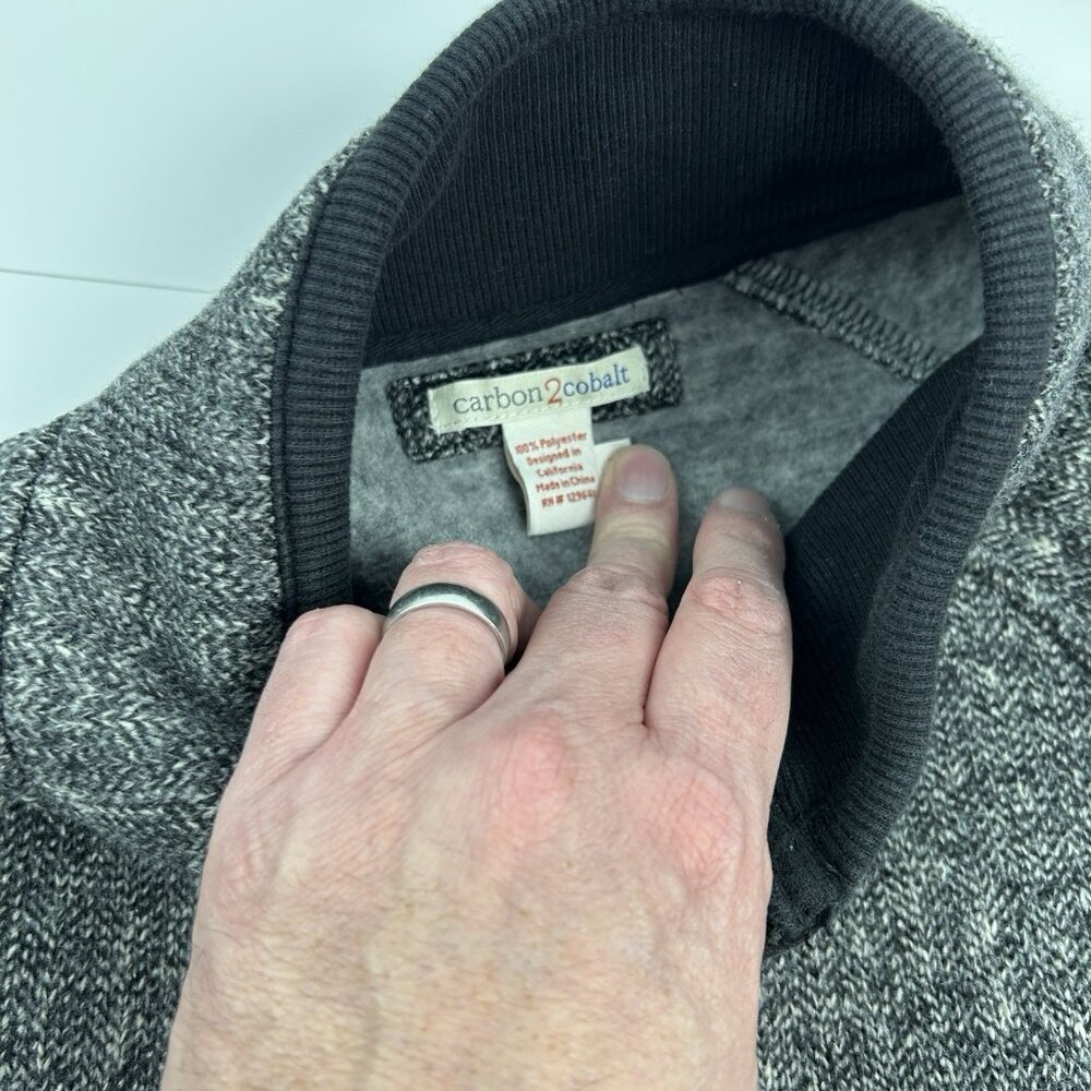 Carbon 2 Cobalt 1/4 Zip Sweater Men’s M Black Gray Knit Soft Fleece Lined - Picture 11 of 11